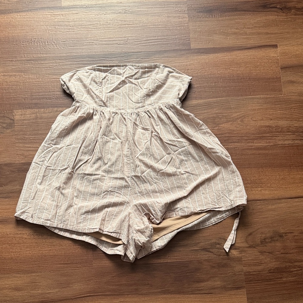 Striped Strapless Romper
